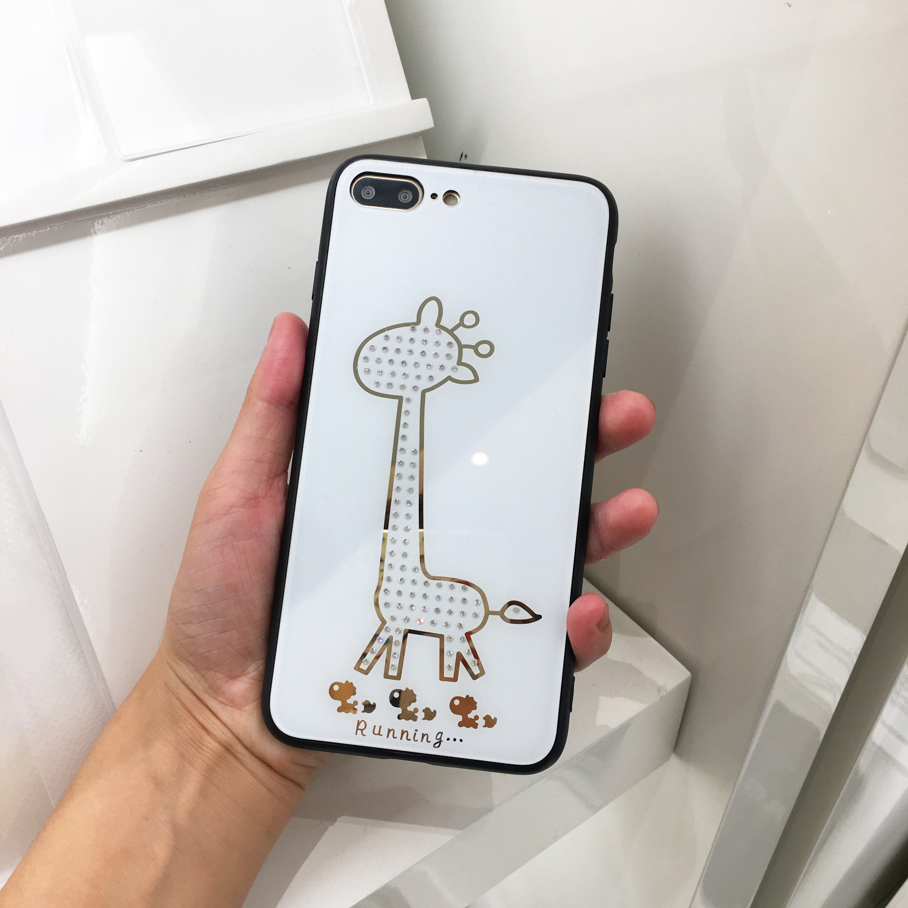 iPhone 8 Plus / 7 Plus DIAMOND Studs Crystal Case (Giraffe)